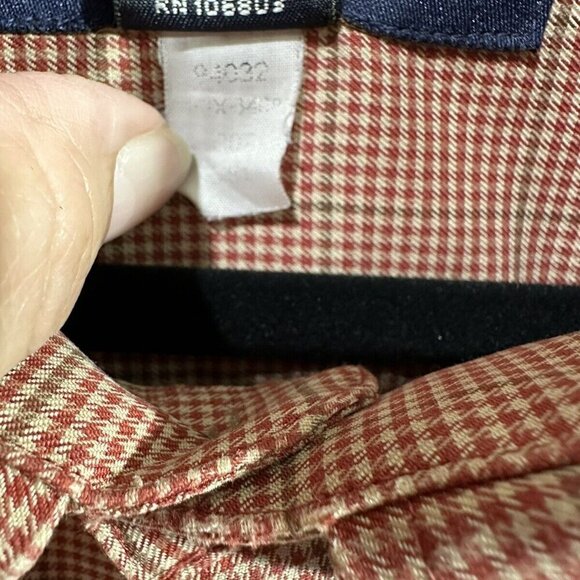 Duluth Trading Co Mens Button Down Red Orange Houndstooth‎ Print Long Sleeve XXL - Picture 5 of 9